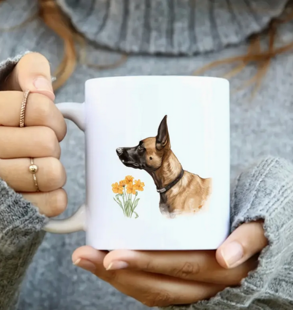 Belgian Malinois Coffee Cup-Flowers