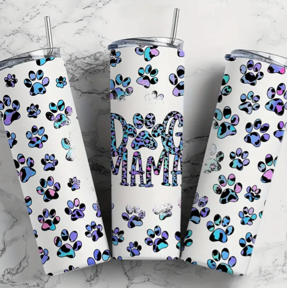 20oz DOG MAMA Paw print Skinny Tumbler