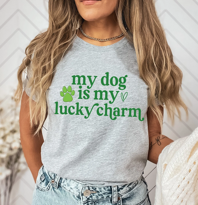 Lucky Charm Dog | Gray Unisex Tee