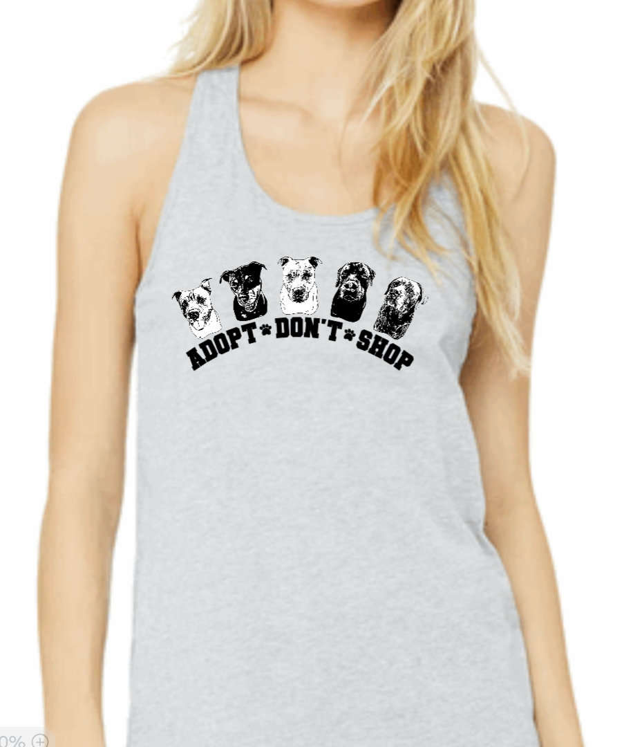 Adopt Don't Shop Racerback Tank -Grey