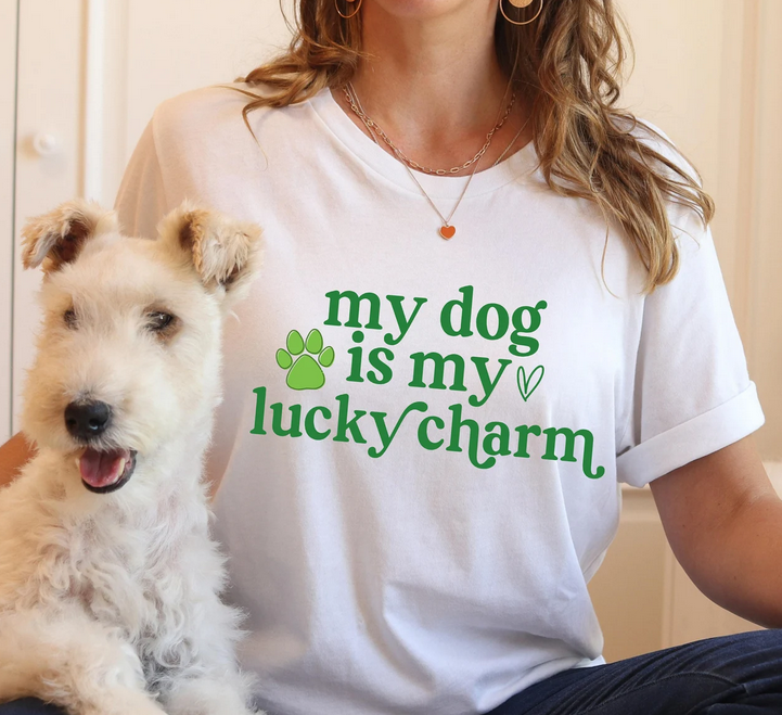 Lucky Charm Dog | White Unisex Tee