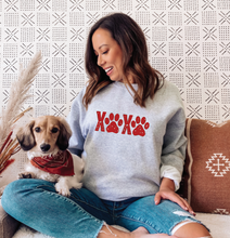 Load image into Gallery viewer, XOXO Paws (red or black) | Gray Unisex Crewneck
